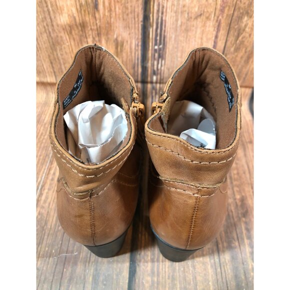 Clarks Brown Leather Block Heel Ankle Boots Side Zip Booties Womens 9 M (k7r) - Picture 4 of 10